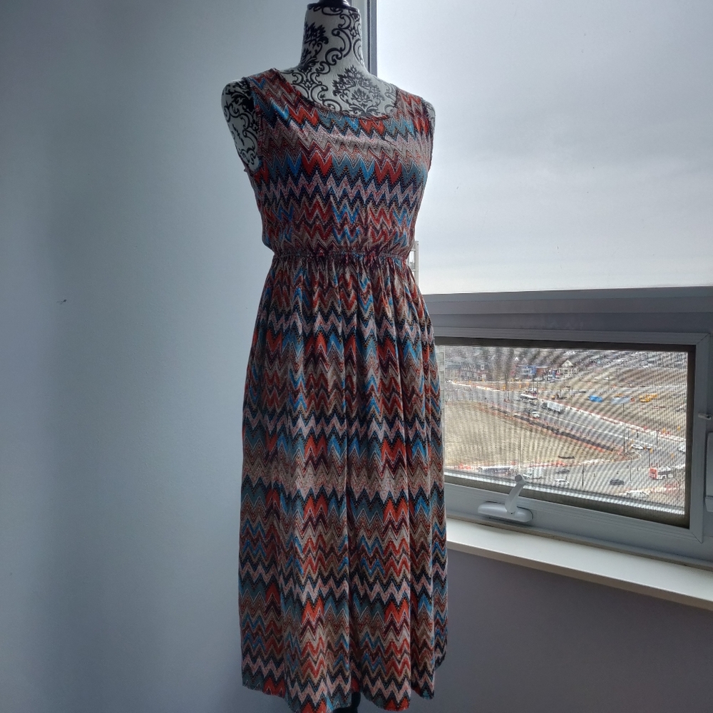 Bohemian Maxi Long Summer Sleeveless Zig Zag Dress